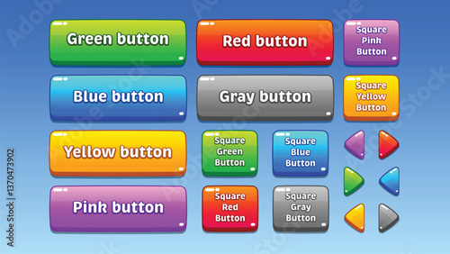 GUI Kit casual Asset for a game, a set of elements for the game interface - vector UI objects. Buttons.