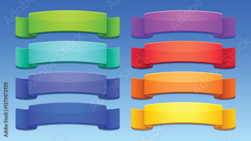 GUI Kit casual Asset for a game, a set of elements for the game interface - vector UI objects. Ribbons.