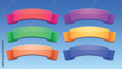 GUI Kit casual Asset for a game, a set of elements for the game interface - vector UI objects. Ribbons.