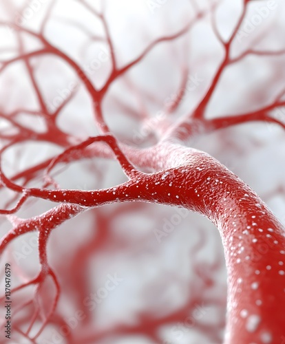 Delving into the Human Network: An artistic portrayal of the intricate vascular system, emphasizing the network of veins and arteries within the body.