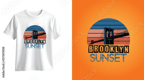  Brooklyn Sunset Bridge T-Shirt Design