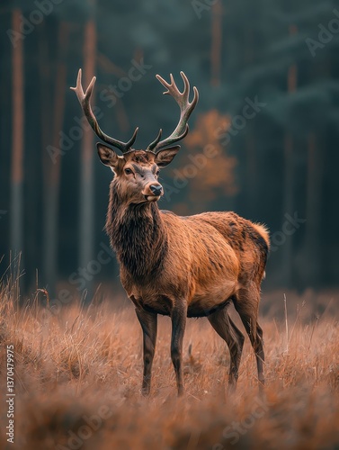 Deer in Misty Forest