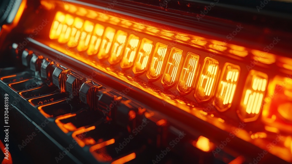Futuristic Control Panel, Glowing Orange Futuristic Control Panel, Glowing Orange