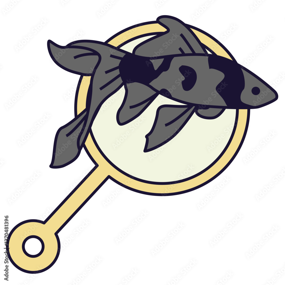 Fototapeta premium Line illustration Summer in Japan icon set fishing