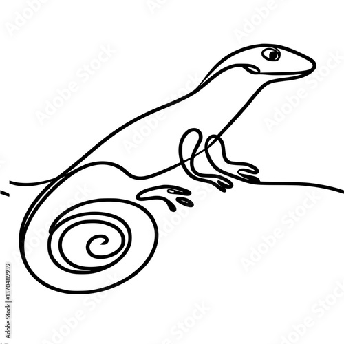 Single Line Vector Drawing of a Lizard  