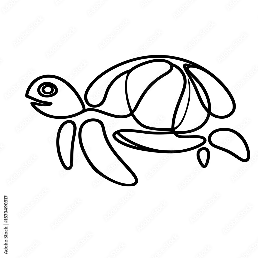 Abstract turtle illustration in a minimalist style , Single Line Vector Drawing Abstract turtle illustration in a minimalist style , Single Line Vector Drawing