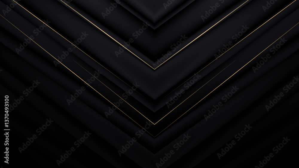 Obraz premium 4k black grey luxury abstract dynamic background. Golden light lines. Triangle modern futuristic. Illustration of down up left right arrows. Dark banner wallpaper. Elegance blank stripes deluxe cover
