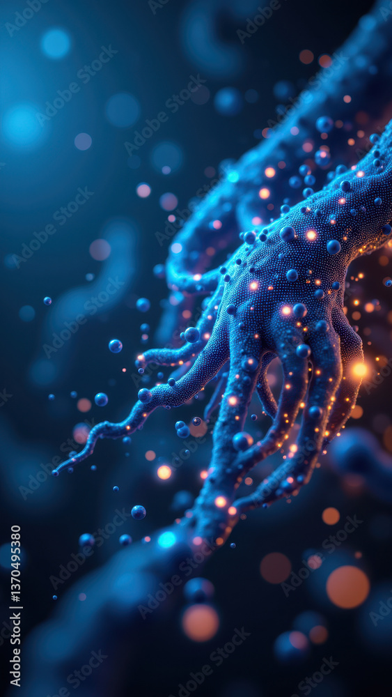 Illustration of NAD+ molecule with energy particles. Illustration of NAD+ molecule with energy particles.