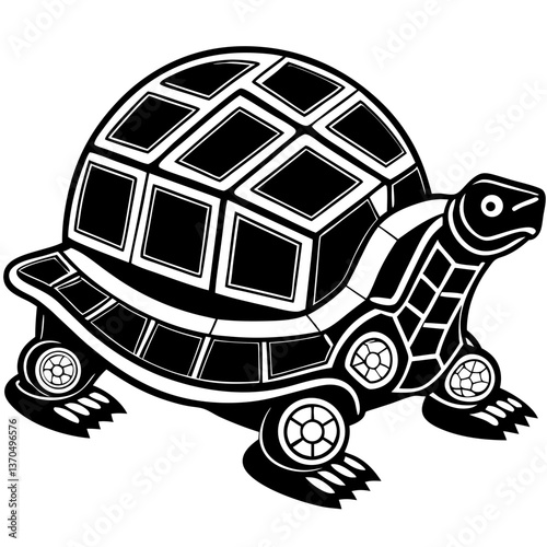 Detailed Turtle Graphic with Ornamental Shell Design