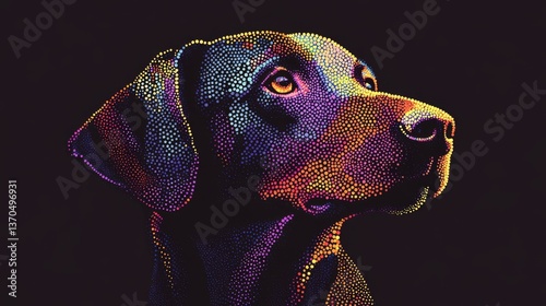 Halftone collage cutout dog.Can be used for dog festival cards, dog food packages or toys. Vector.