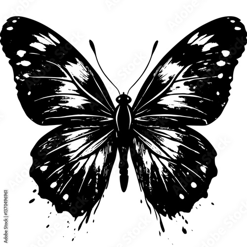 Monochrome Butterfly Artwork with Detailed Wings