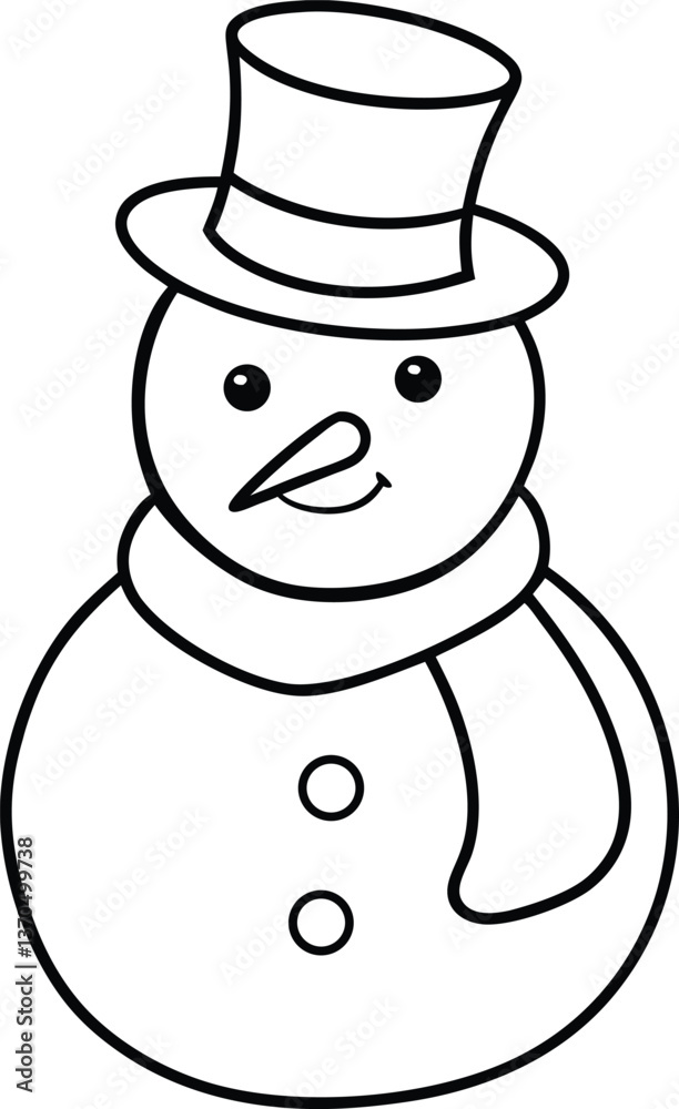 Snowman Line Art Vector Snowman Line Art Vector