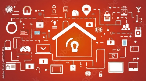 Smart home technology network concept.