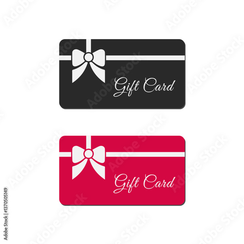 Two vector gift cards in black and red. There is a bow and the inscription "Gift Card". Template for use in any area of ​​your choice