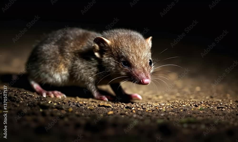 Looking at Brown Antechinus on Dark Ground Wildlife Stock Footage Looking at Brown Antechinus on Dark Ground Wildlife Stock Footage