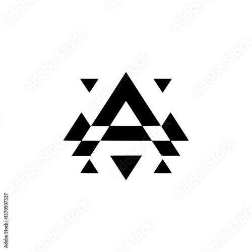 Free Download Geometric Letter A Logo Design, Black Triangles on White Background - GFXLoad