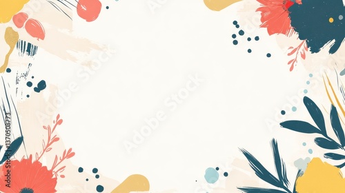 Vibrant Floral Border with Bold Colors and Textured Background for Artistic Projects and Invitations