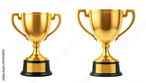 Golden 3D trophy cup icon png photo