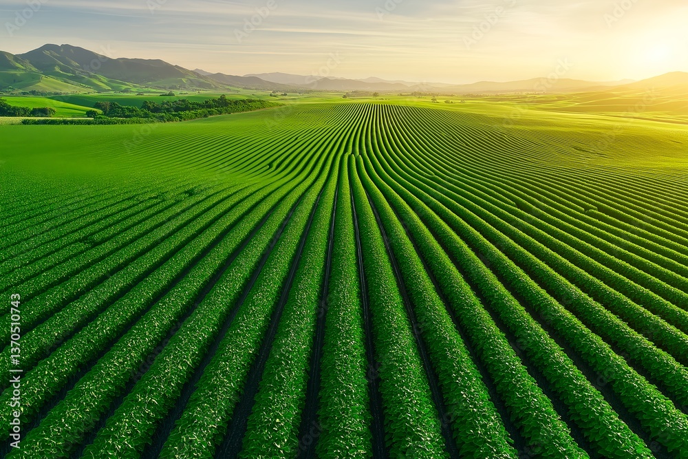 Aerial View of Farmland with Center-Pivot Irrigation System at Sunrise, Misty Fields, Automated Agriculture, Water Spraying in Arcs, Lush Green Crops, Sustainable Farming, Rural Landscape Aerial View of Farmland with Center-Pivot Irrigation System at Sunrise, Misty Fields, Automated Agriculture, Water Spraying in Arcs, Lush Green Crops, Sustainable Farming, Rural Landscape