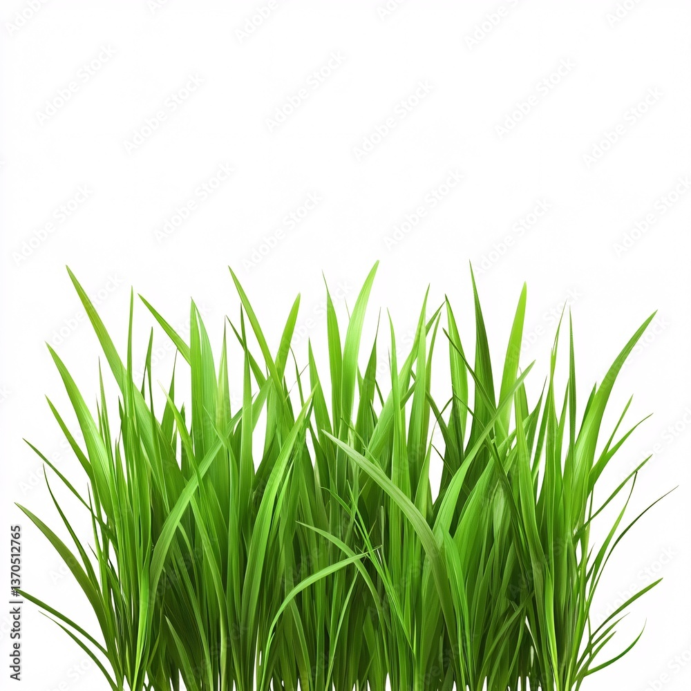 Obraz premium Freshly Cut Green Grass Patches Showcased on an Elegant White Backdrop