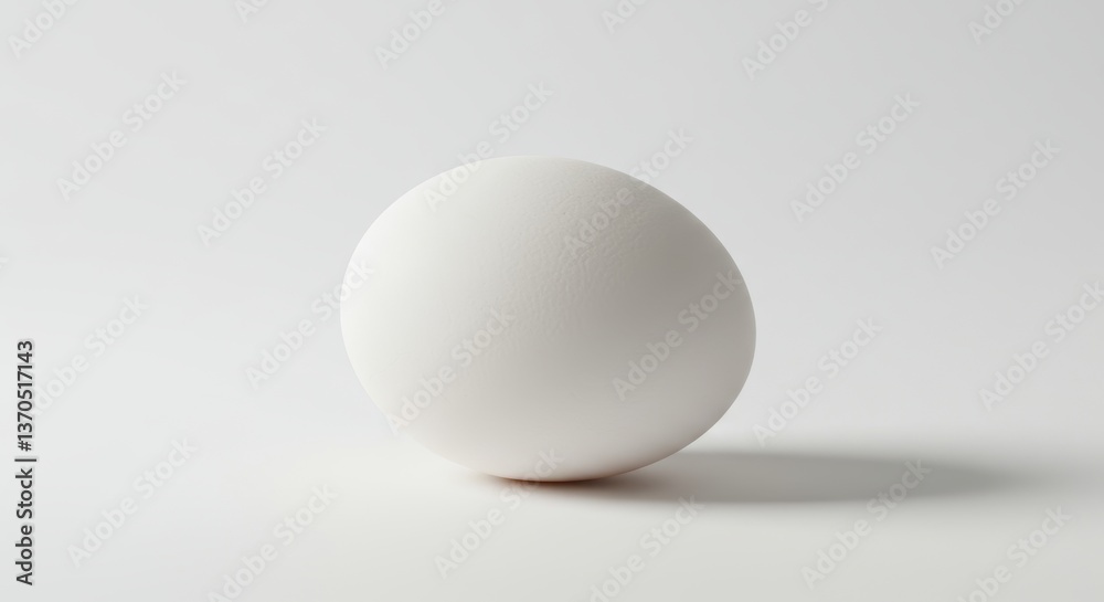 Single perfectly boiled egg against a stark white canvas of simplicity Single perfectly boiled egg against a stark white canvas of simplicity