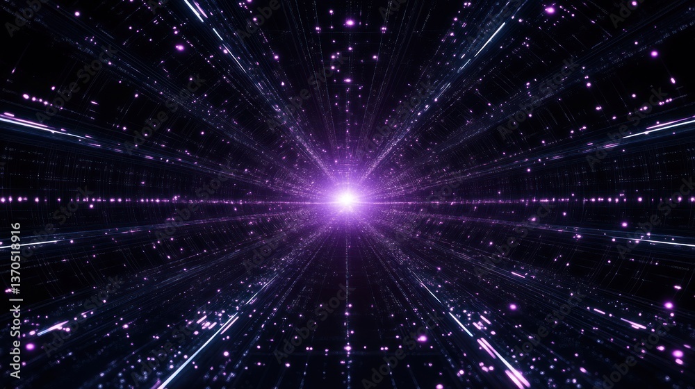 Fototapeta premium Purple Cosmic Tunnel: A Journey Through Digital Nebula