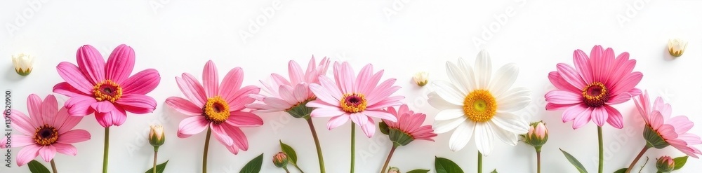 Fresh pink and white flower bouquet, simple white background , nature, spring Fresh pink and white flower bouquet, simple white background , nature, spring