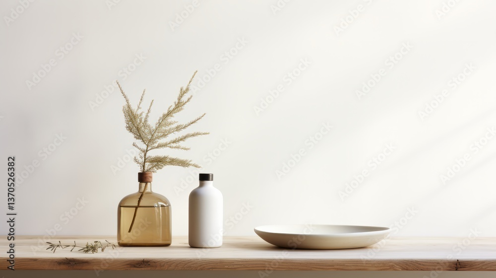 Fototapeta premium Assortment of decorative items arranged elegantly on a light surface