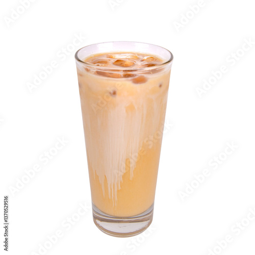 Iced milk tea, iconic Hong Kong tea restaurant drink, rich tea flavor, creamy texture, perfect cold refreshment for hot weather