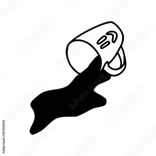 spilled cartoon coffee mug vector
