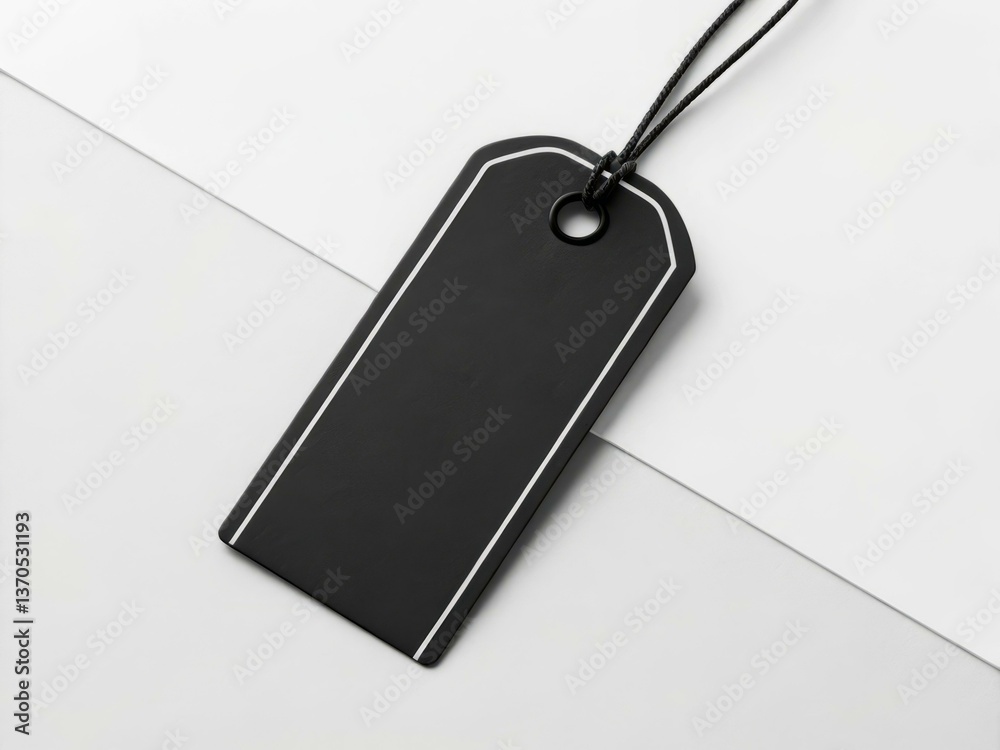Fototapeta premium Elegant Black Price Tag on Minimalist Background Mockup