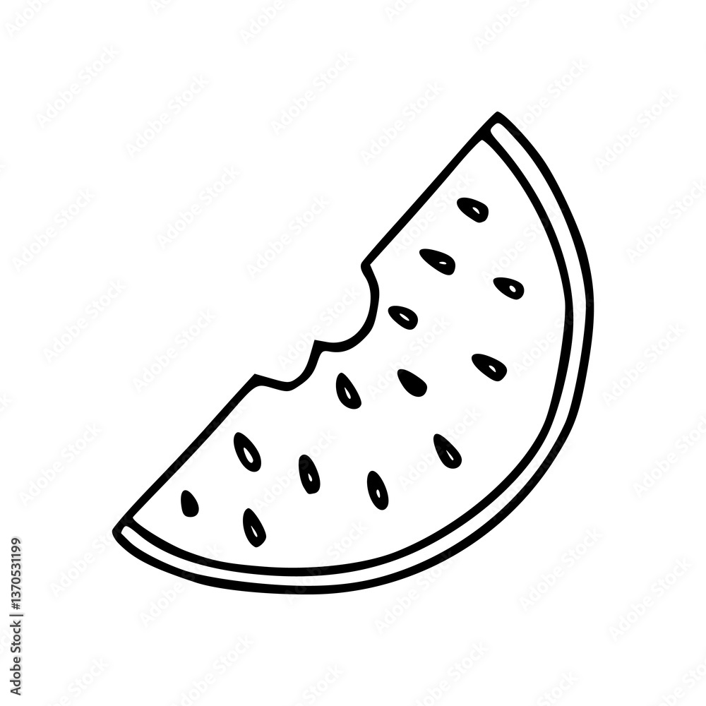 hand-drawn eaten watermelon sketch hand-drawn eaten watermelon sketch