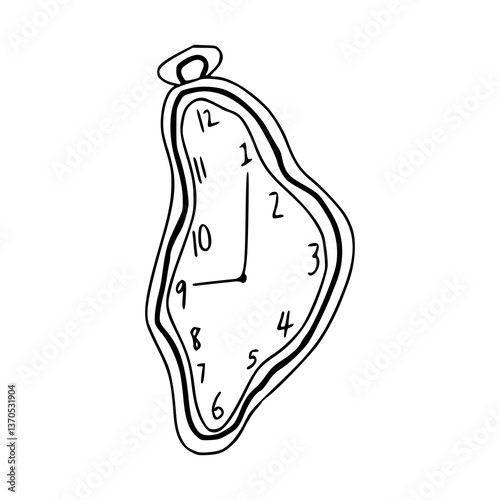 melting clock line art vector
