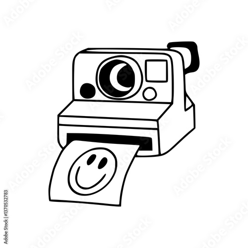 instant camera with smiling photo