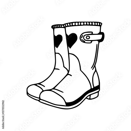heart pattern rain boots outline