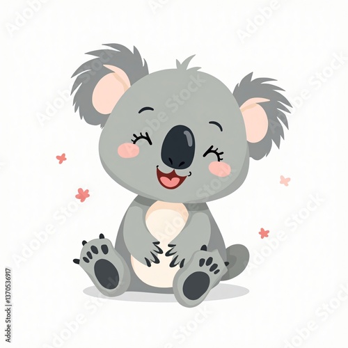 Adorable Happy Koala Bear Cartoon Illustration Perfect for Children's Books or Greeting Cards