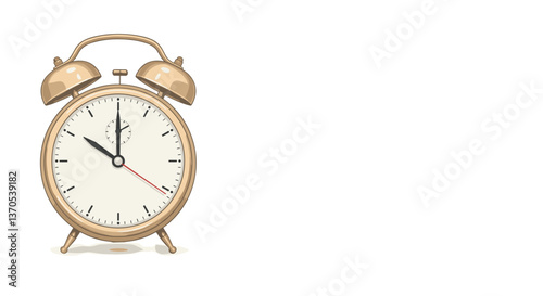 Alarm clock in vintage style on white background