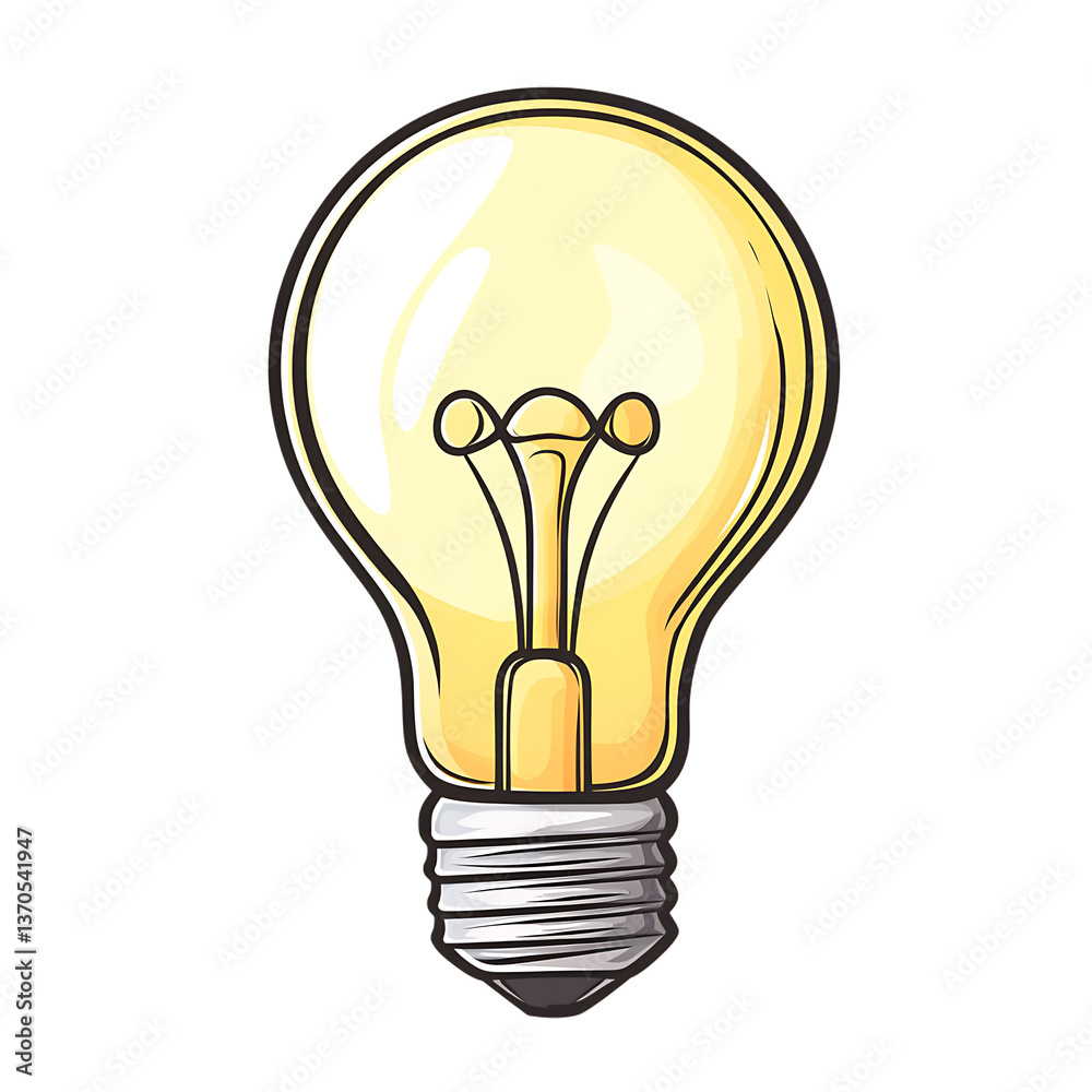 Stylized Lightbulb with Glowing Filament on Transparent Background Stylized Lightbulb with Glowing Filament on Transparent Background