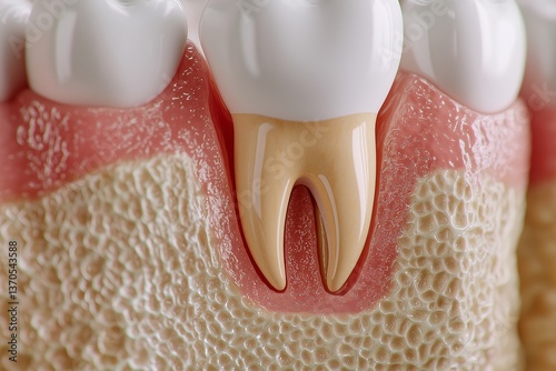 Cross-Sectional Diagram of Healthy Human Tooth in Gums, Enamel, Root, Crown, and Nerve for Patient Education, Dental Clinic Visual Aid, Anatomy, Dentistry, Oral Health