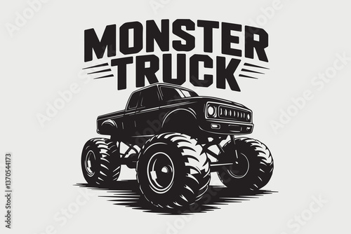 monster truck Black and White Vector