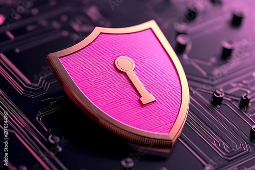 Cybersecurity Firewall Interface with Digital Shield Icon Surrounded by Binary Code, Data Protection, Secure Network, Cyber Defense, Technology Concept, Cyber Security Visualization