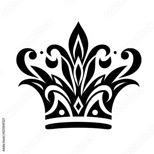 Black & White Crown Silhouette: Ornate Design Element