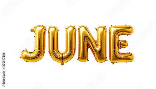 Golden balloon text JUNE png