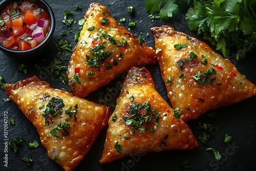Delicious fried chicken breast with pancakes, salmon, and vegetables on a plate, showcasing a tasty and gourmet meal for breakfast or lunch