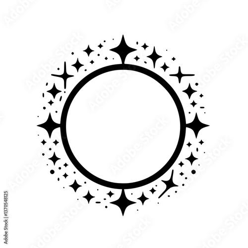 Minimalist Starburst Frame in Black and White for Design Elements