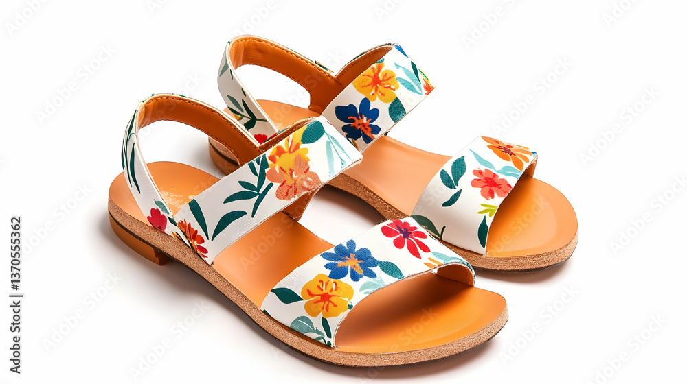 Naklejka premium Floral Patterned Summer Sandals