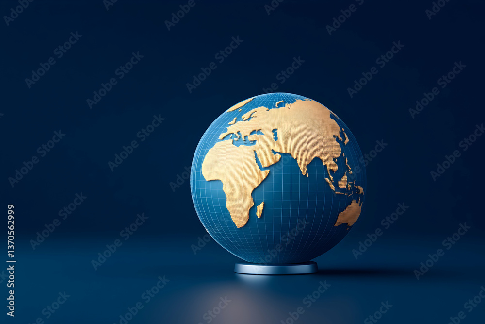 Fototapeta premium Stylized globe on dark blue background