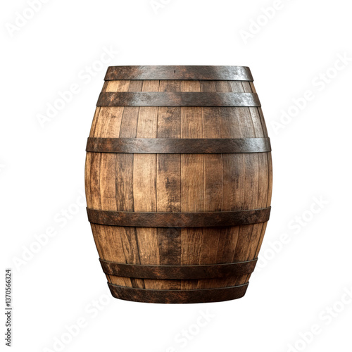Classic Wooden Barrel with Metal Hoops