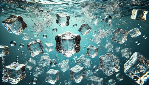 ice cubes in water