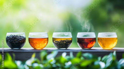Green tea, black tea, white tea, and oolong tea